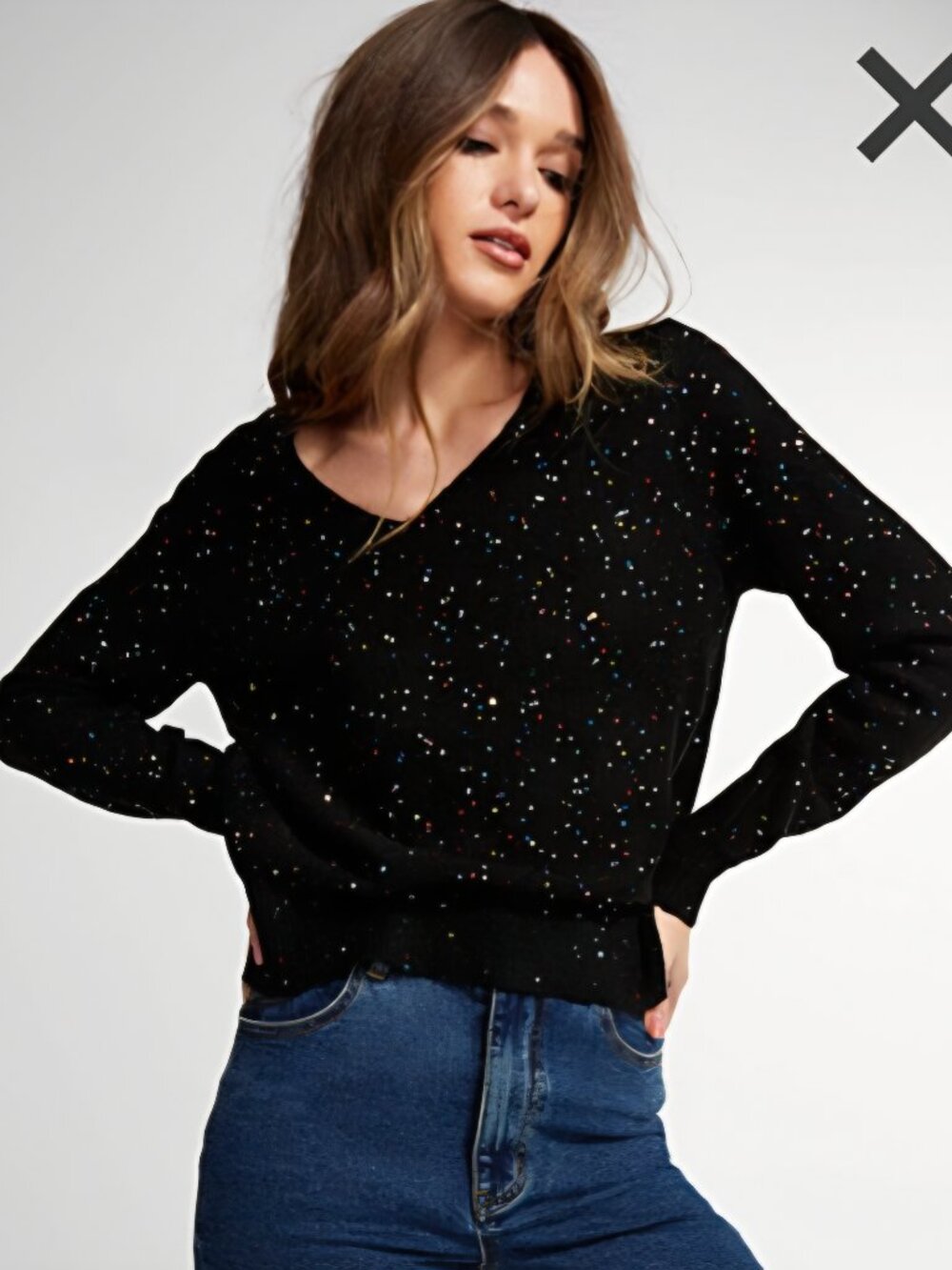 IChi multi color sequin sweater size M